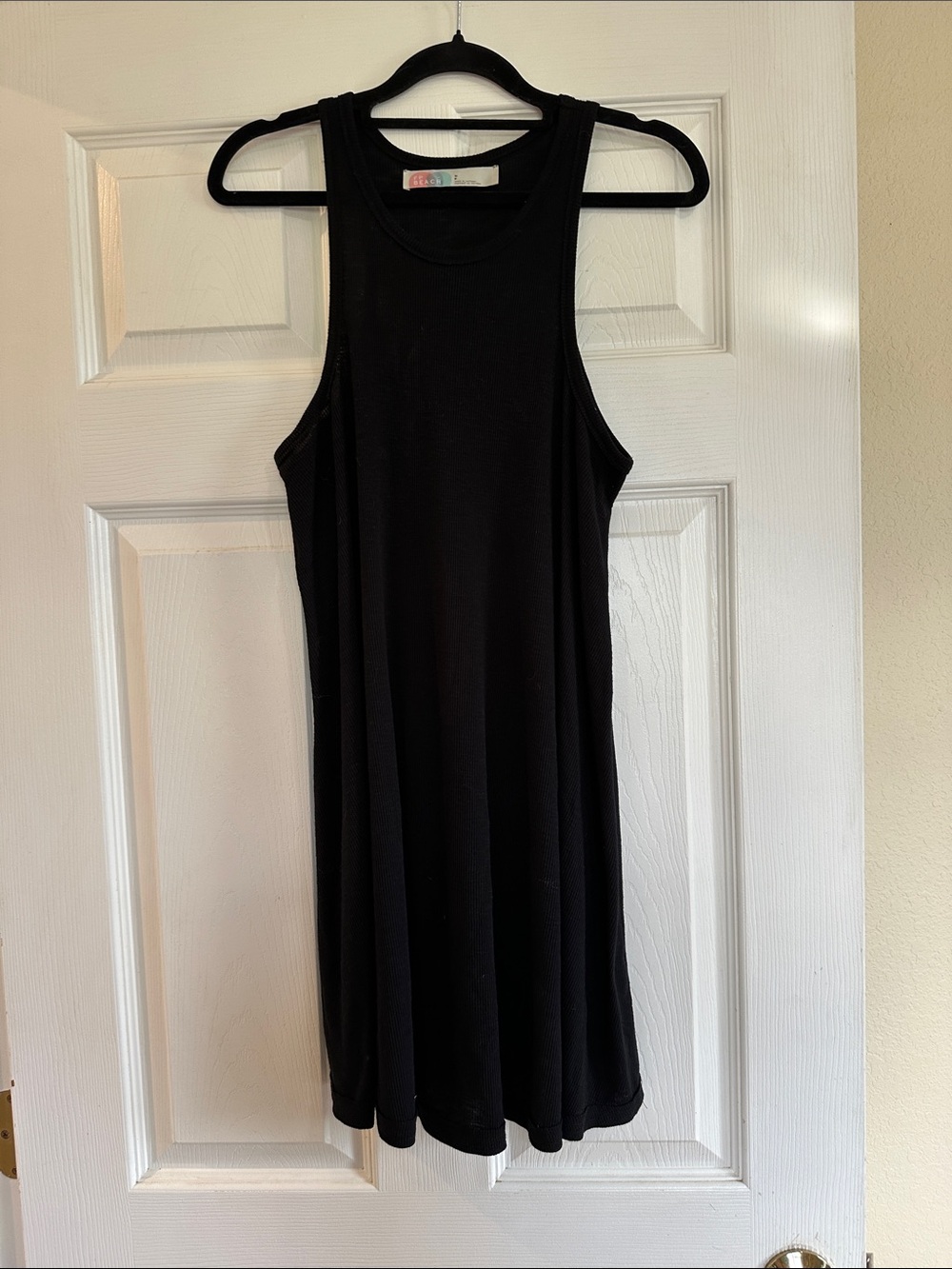Free People Black Ribbed Mini Tank Dress